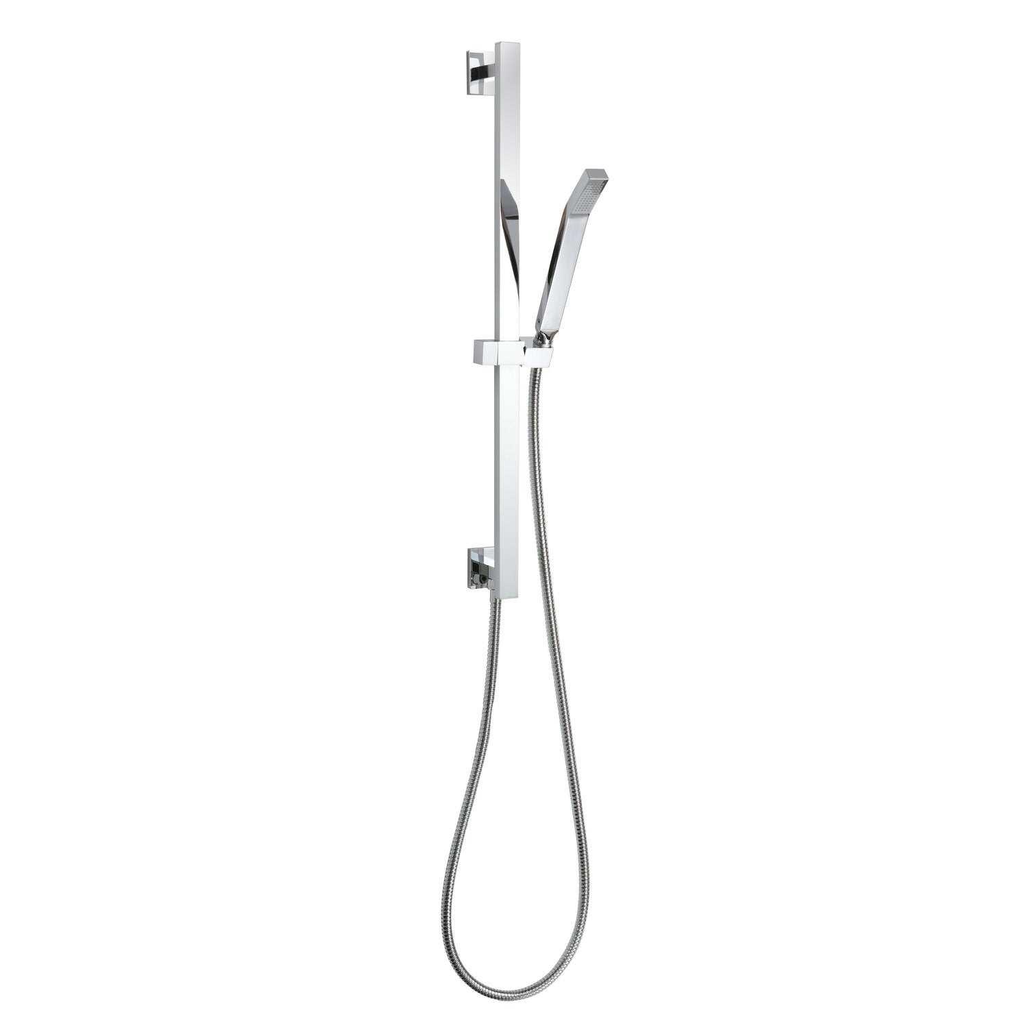 ThermaSol Hand Shower Rail + Hose + Wand Kit Square - Polished Chrome