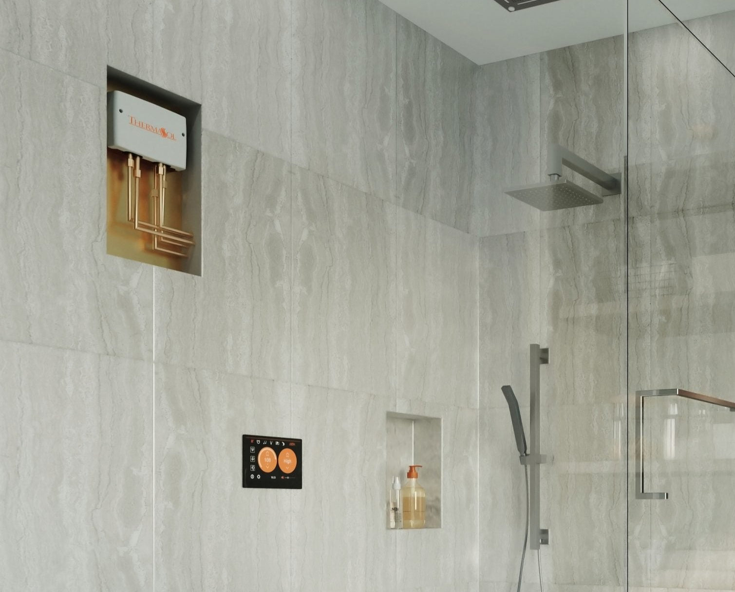 Load video: The ThermaSol Digital Shower Valve