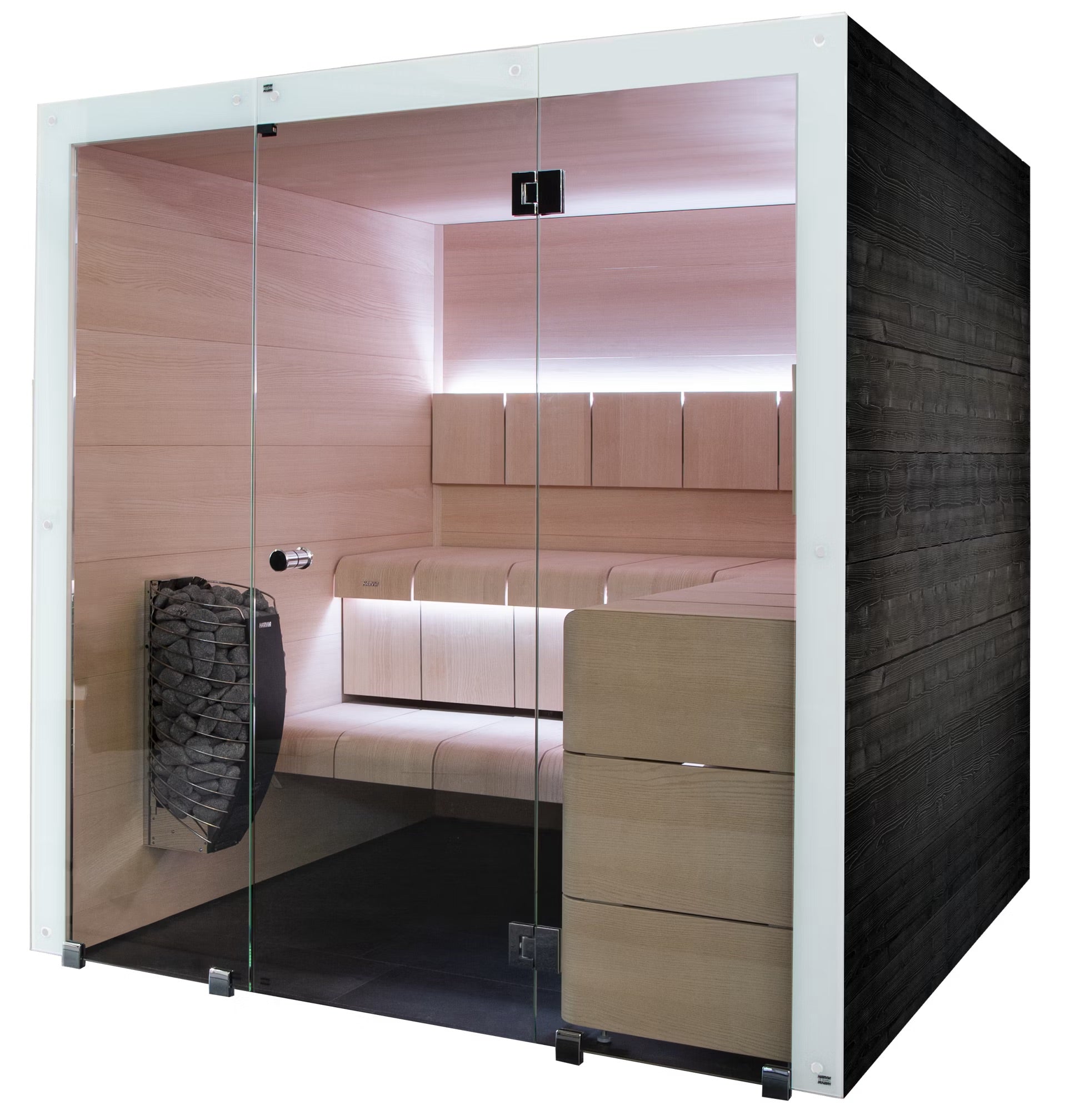 Ventura Indoor Cabin - Black-Stained Spruce / Veneered Ash - Indoor Saunas