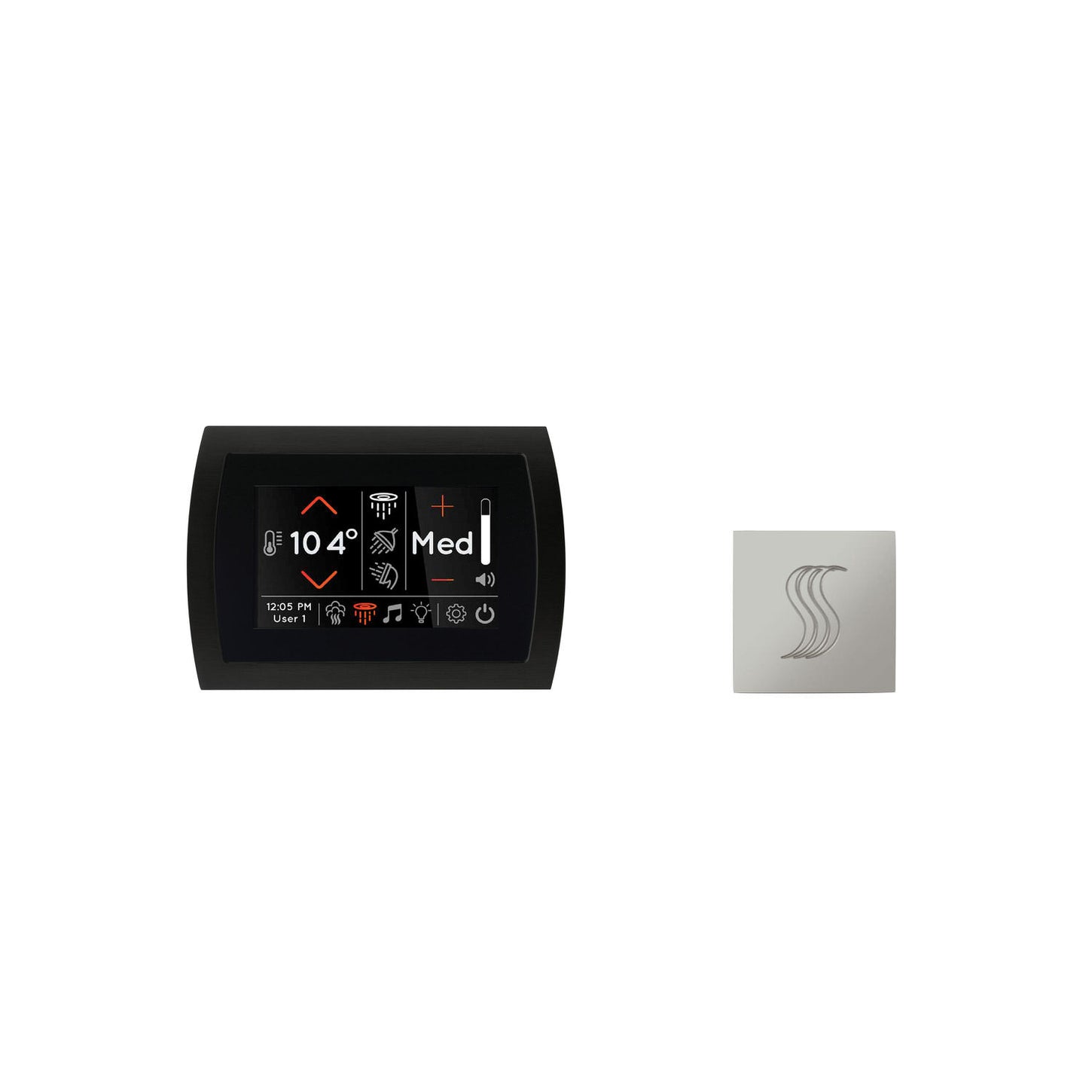 ThermaSol SignaTouch 5 Black Recessed Control + SteamVection Square Steam Head Kit - Polished Chrome