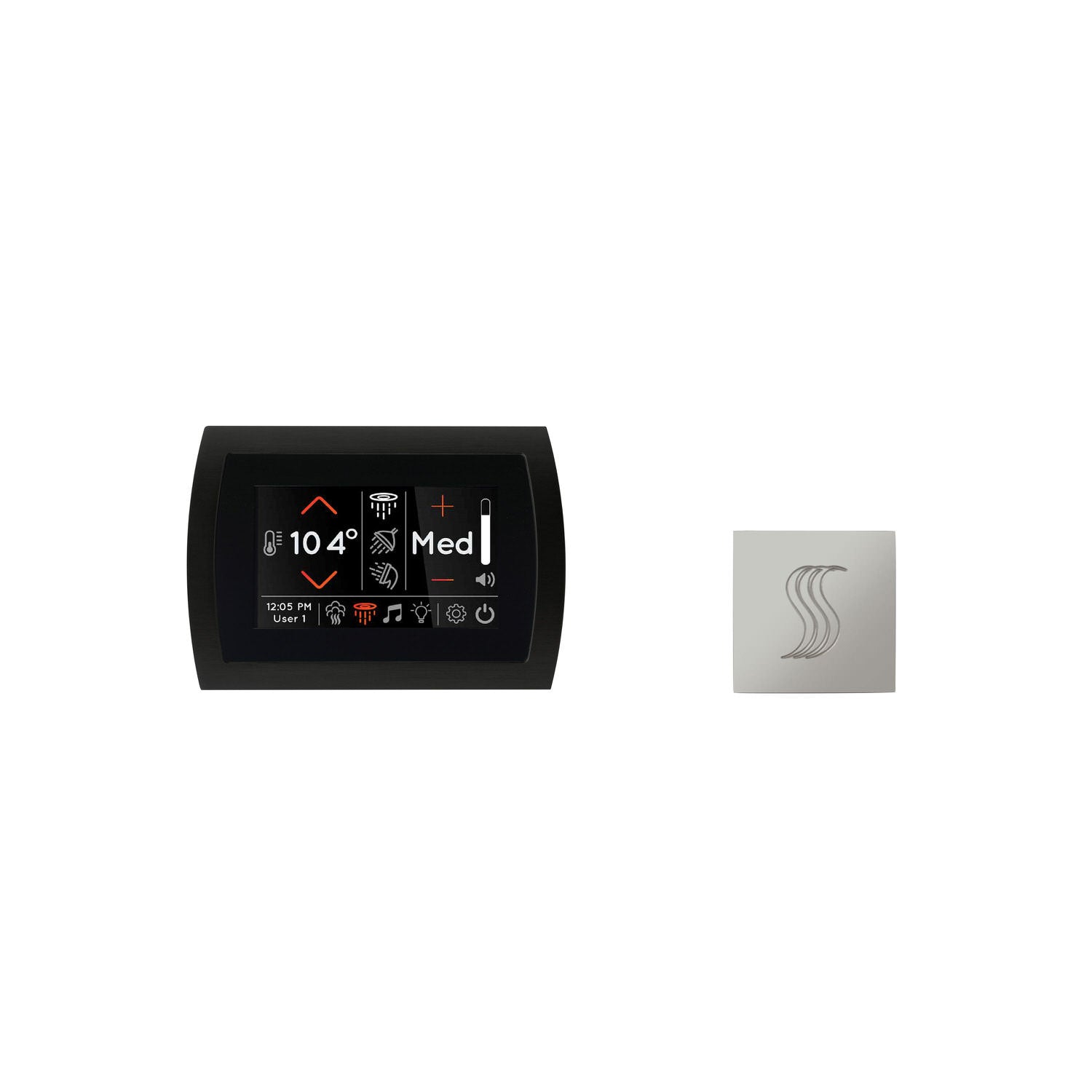 ThermaSol SignaTouch 5 Black Recessed Control + SteamVection Square Steam Head Kit - Polished Chrome