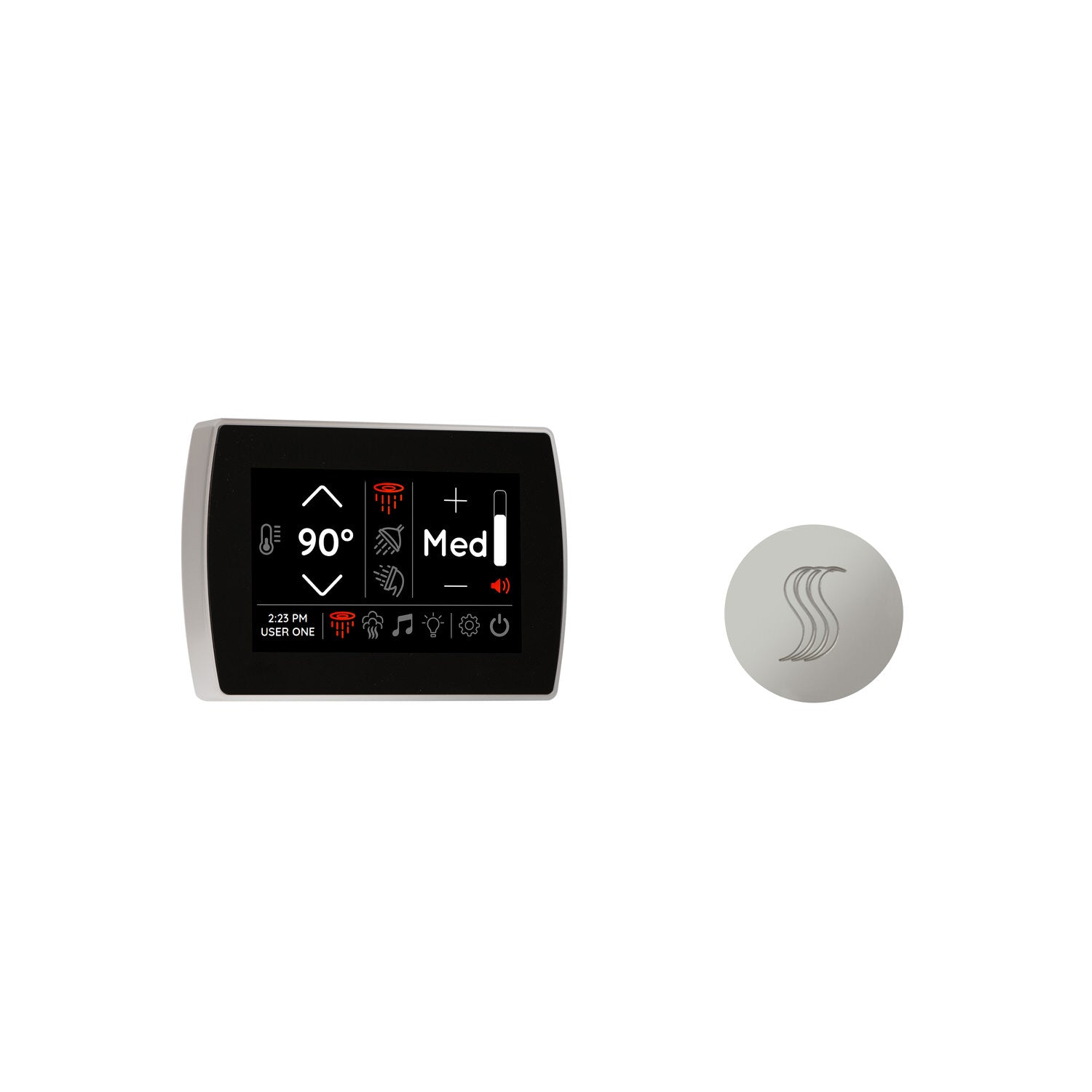 ThermaSol SignaTouch 5 Wall Mount Control + SteamVection Round Steam Head Kit - Polished Chrome